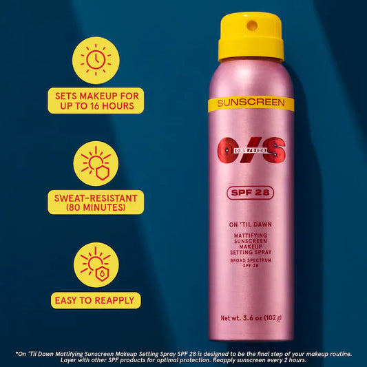 One Size | Mini On 'Til Dawn Mattifying Sunscreen Makeup Setting Spray SPF 28