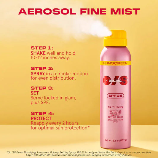 One Size | Mini On 'Til Dawn Mattifying Sunscreen Makeup Setting Spray SPF 28